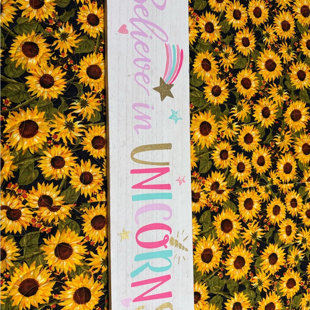 Hobby Lobby Unicorn Sign with Pink and Gold Accents